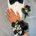 Black Prom Corsage and Boutonniere Set